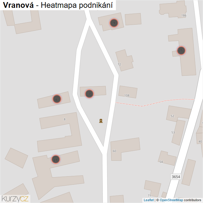 Mapa Vranová - Firmy v obci.