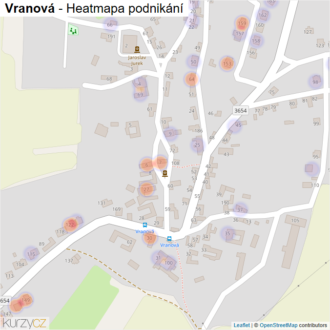 Mapa Vranová - Firmy v části obce.