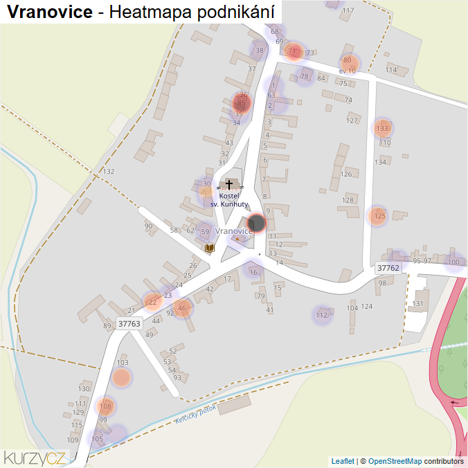 Mapa Vranovice - Firmy v části obce.