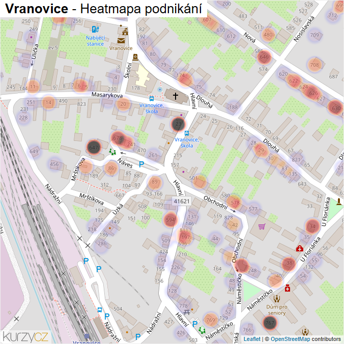 Mapa Vranovice - Firmy v obci.