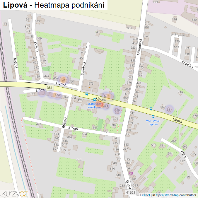 Mapa Lipová - Firmy v ulici.