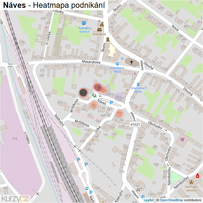 Mapa Náves - Firmy v ulici.
