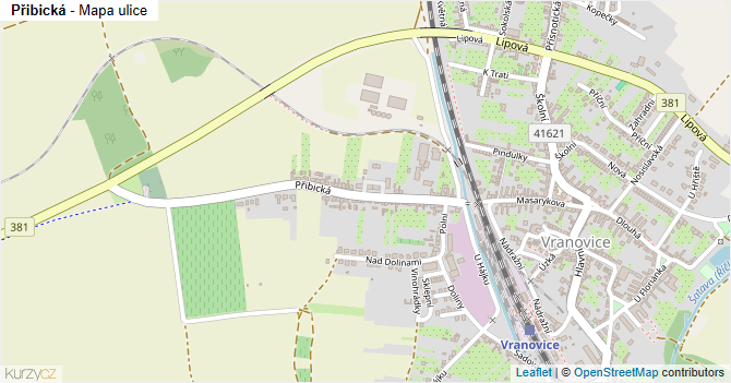 Přibická - mapa ulice