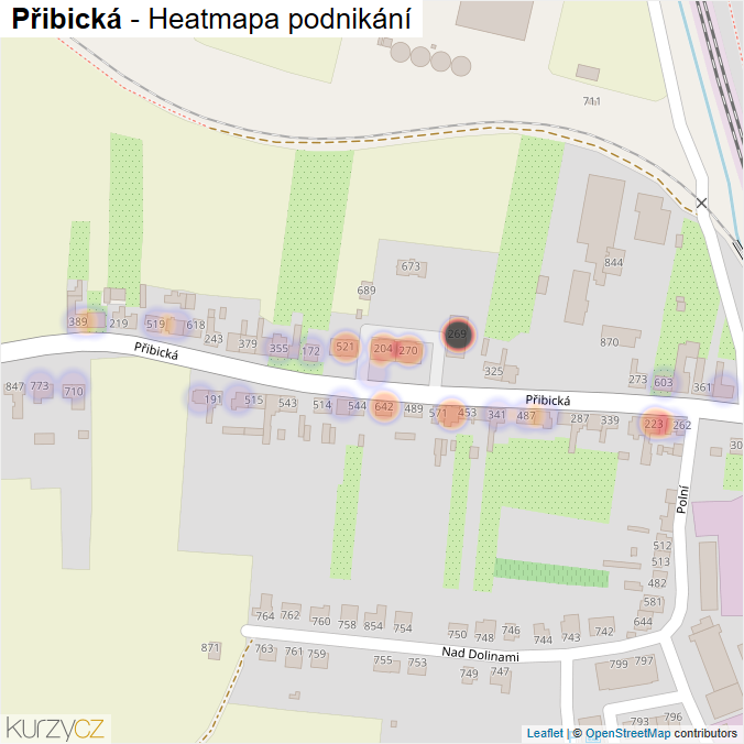 Mapa Přibická - Firmy v ulici.