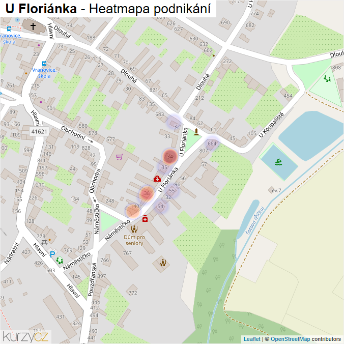 Mapa U Floriánka - Firmy v ulici.
