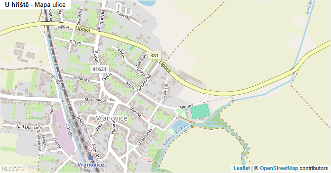 U hřiště - mapa ulice