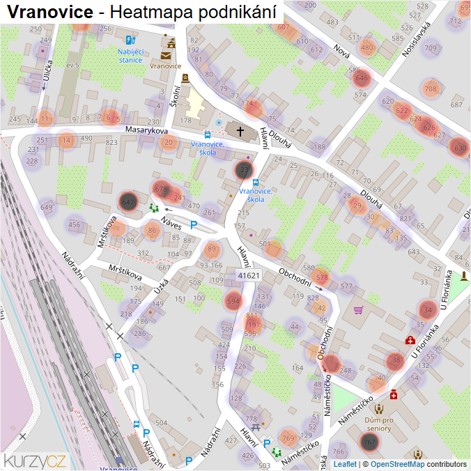 Mapa Vranovice - Firmy v části obce.