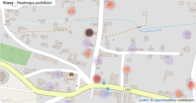 Vraný - mapa podnikání