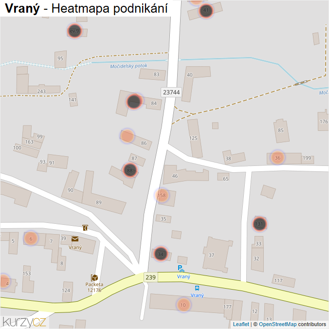 Mapa Vraný - Firmy v obci.