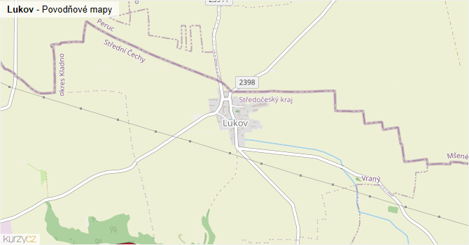 Lukov - záplavové mapy stoleté vody