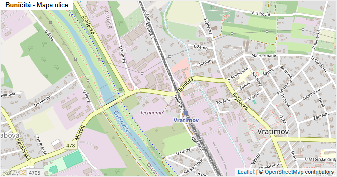 Buničitá - mapa ulice