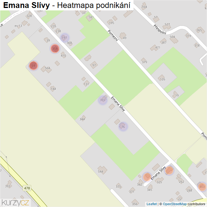 Mapa Emana Slívy - Firmy v ulici.