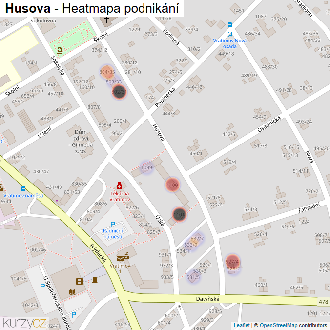 Mapa Husova - Firmy v ulici.