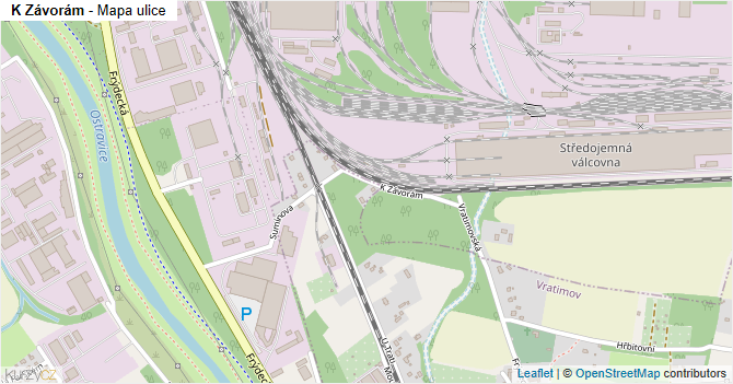 K Závorám - mapa ulice