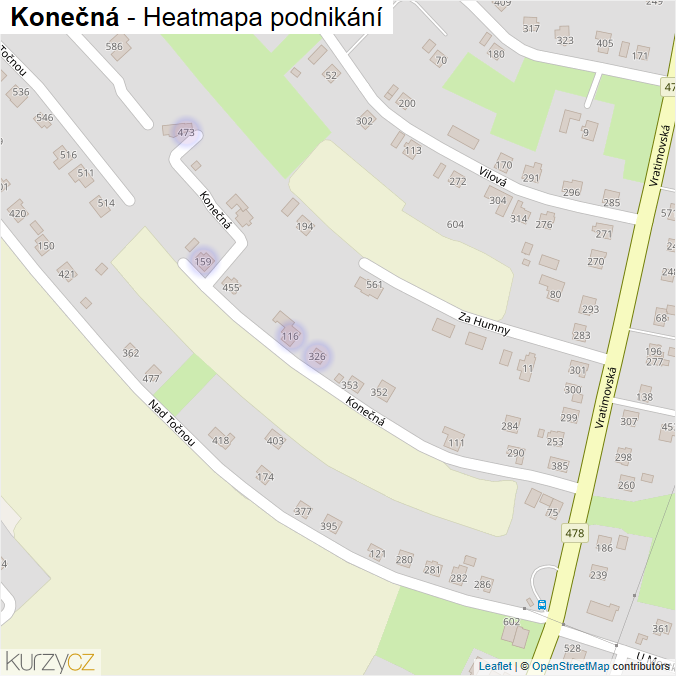 Mapa Konečná - Firmy v ulici.