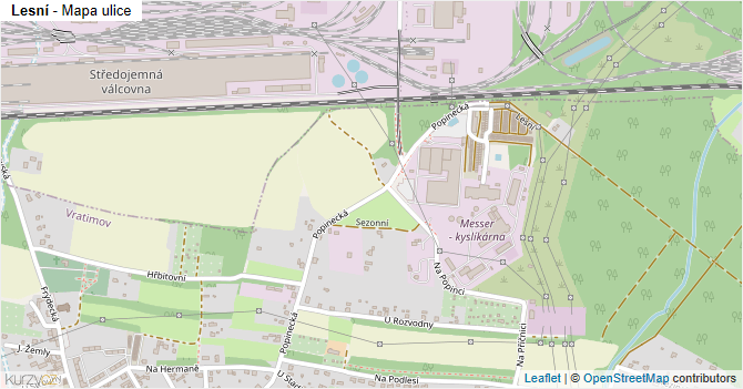 Lesní - mapa ulice