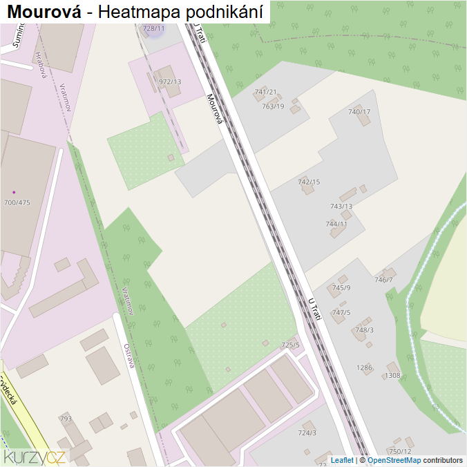 Mapa Mourová - Firmy v ulici.
