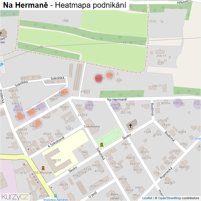Mapa Na Hermaně - Firmy v ulici.