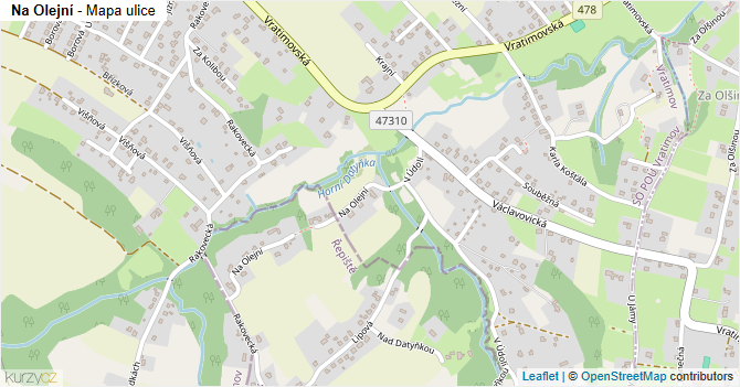 Na Olejní - mapa ulice