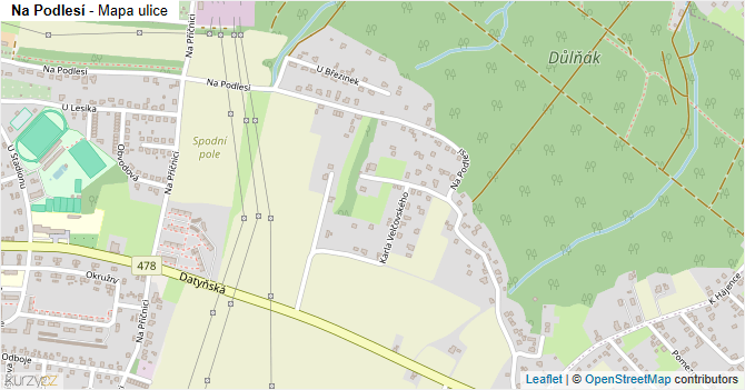 Na Podlesí - mapa ulice