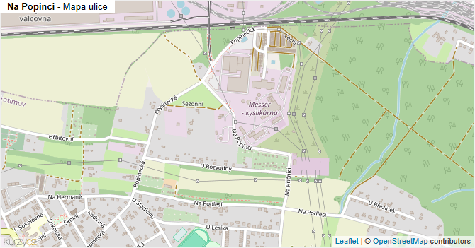 Na Popinci - mapa ulice