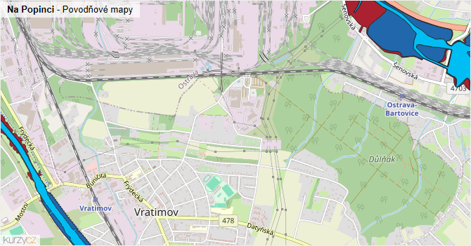 Na Popinci - záplavové mapy stoleté vody