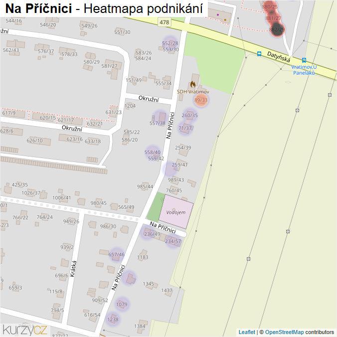 Mapa Na Příčnici - Firmy v ulici.