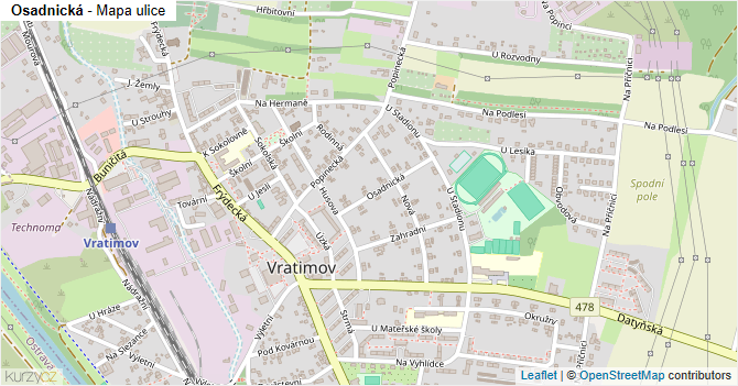 Osadnická - mapa ulice