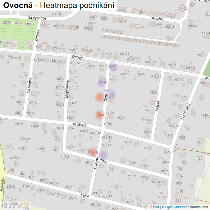 Mapa Ovocná - Firmy v ulici.