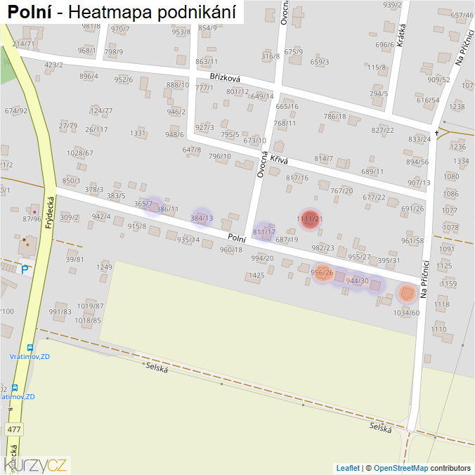 Mapa Polní - Firmy v ulici.