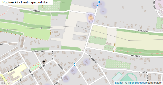 Popinecká - mapa podnikání