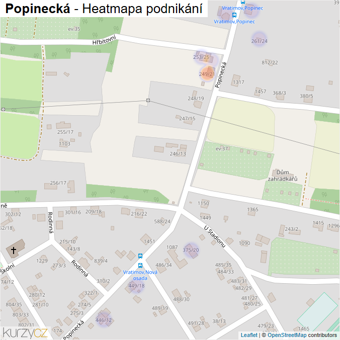 Mapa Popinecká - Firmy v ulici.