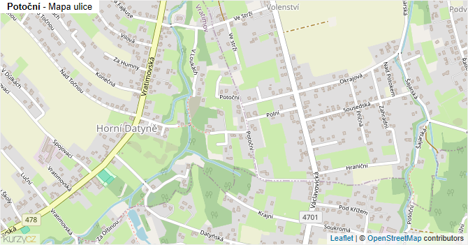 Potoční - mapa ulice