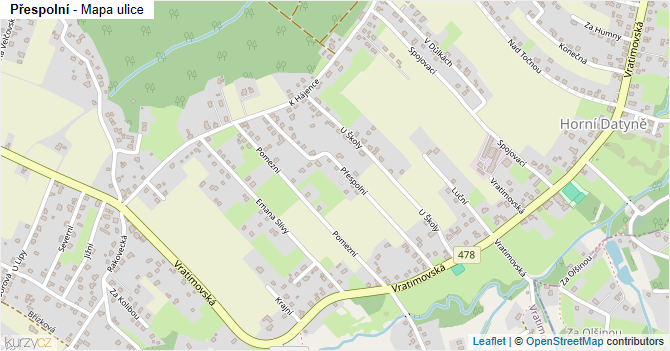 Přespolní - mapa ulice