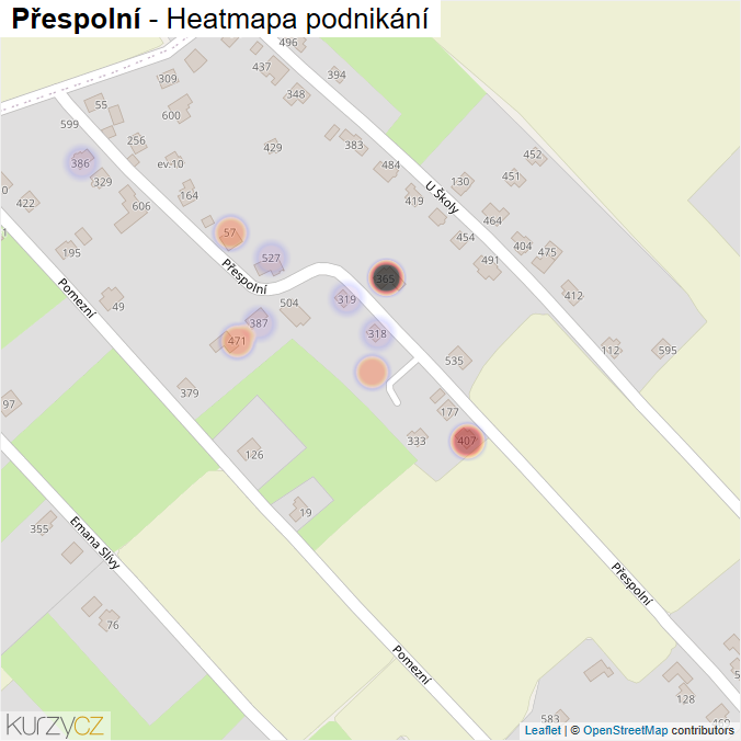 Mapa Přespolní - Firmy v ulici.