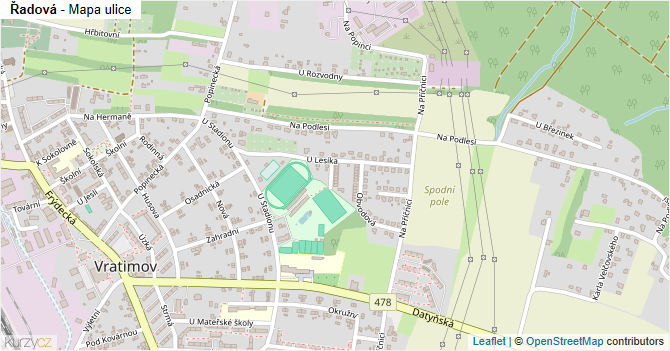 Řadová - mapa ulice