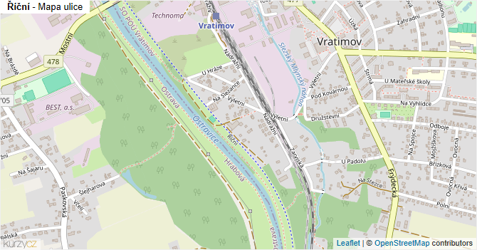 Říční - mapa ulice