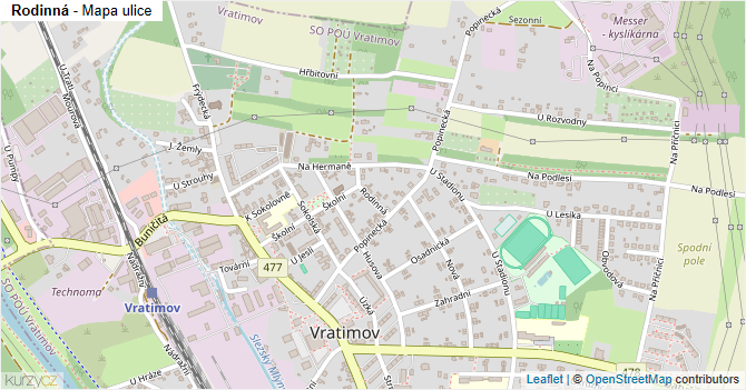 Rodinná - mapa ulice