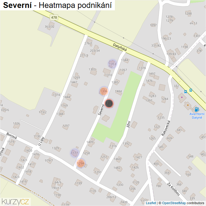Mapa Severní - Firmy v ulici.