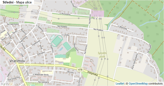 Střední - mapa ulice
