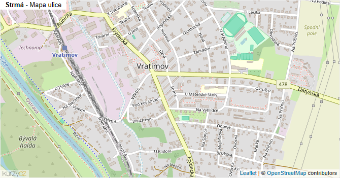 Strmá - mapa ulice