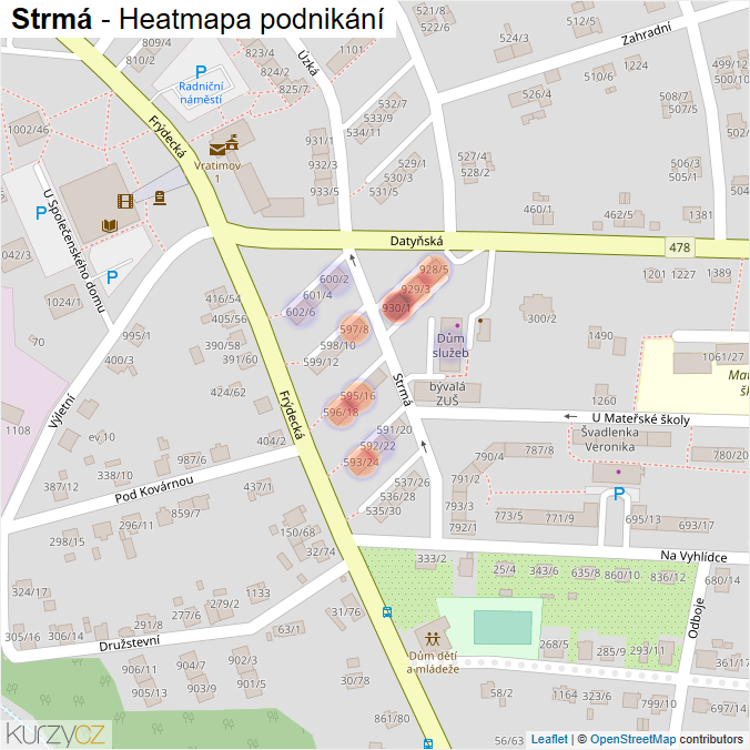 Mapa Strmá - Firmy v ulici.