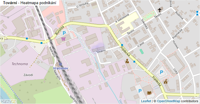 Tovární - mapa podnikání