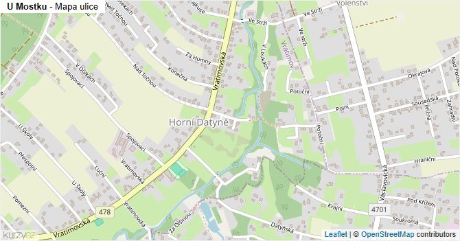 U Mostku - mapa ulice