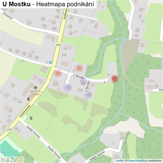 Mapa U Mostku - Firmy v ulici.