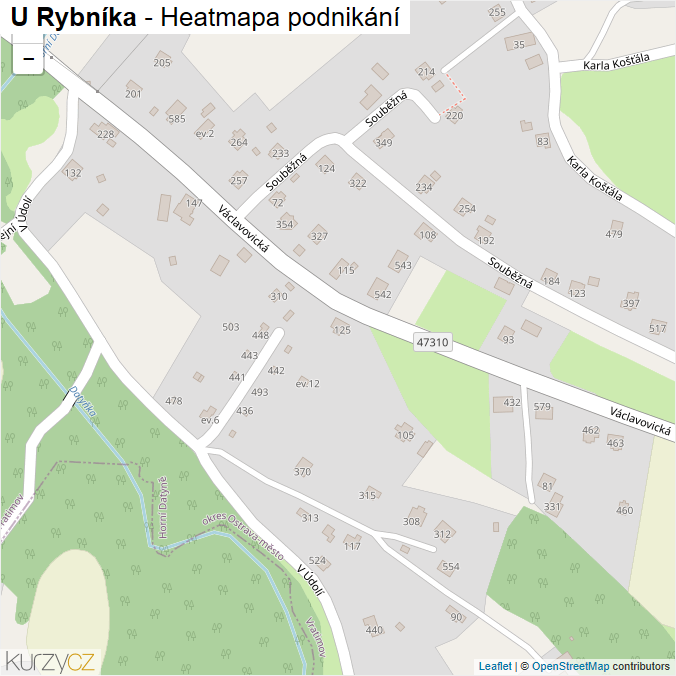 Mapa U Rybníka - Firmy v ulici.
