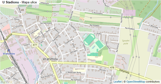 U Stadionu - mapa ulice