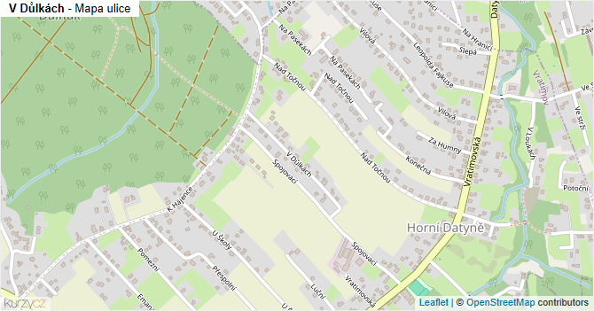 V Důlkách - mapa ulice
