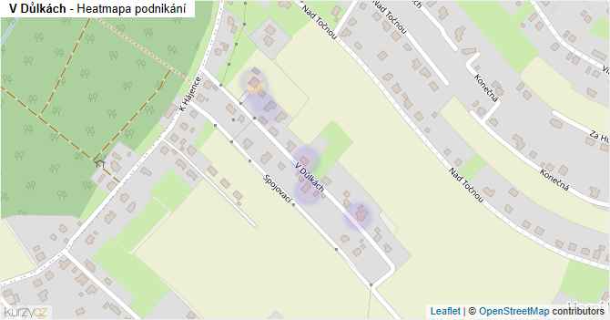V Důlkách - mapa podnikání