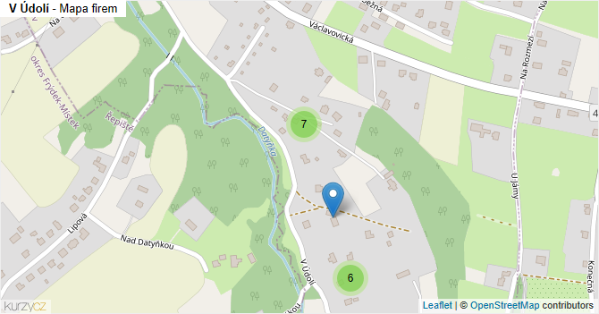 V Údolí - mapa firem